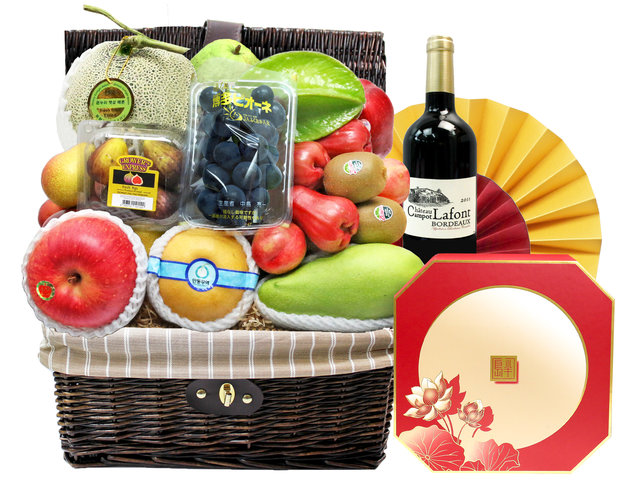 Mid-Autumn Gift Hamper - Mid Autumn Peninsula Moon Cake With Permium Picnic Wine Fruit Hamper FH206 - L76601307B Photo