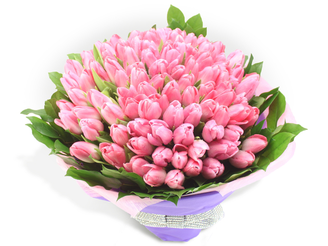 Second Version - 99  Pink Tulips Bouquet - L60693 Photo